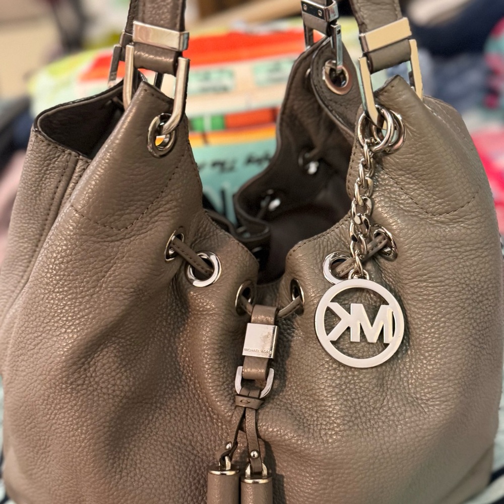 Michael Kors Grey Leather Hobo Bag